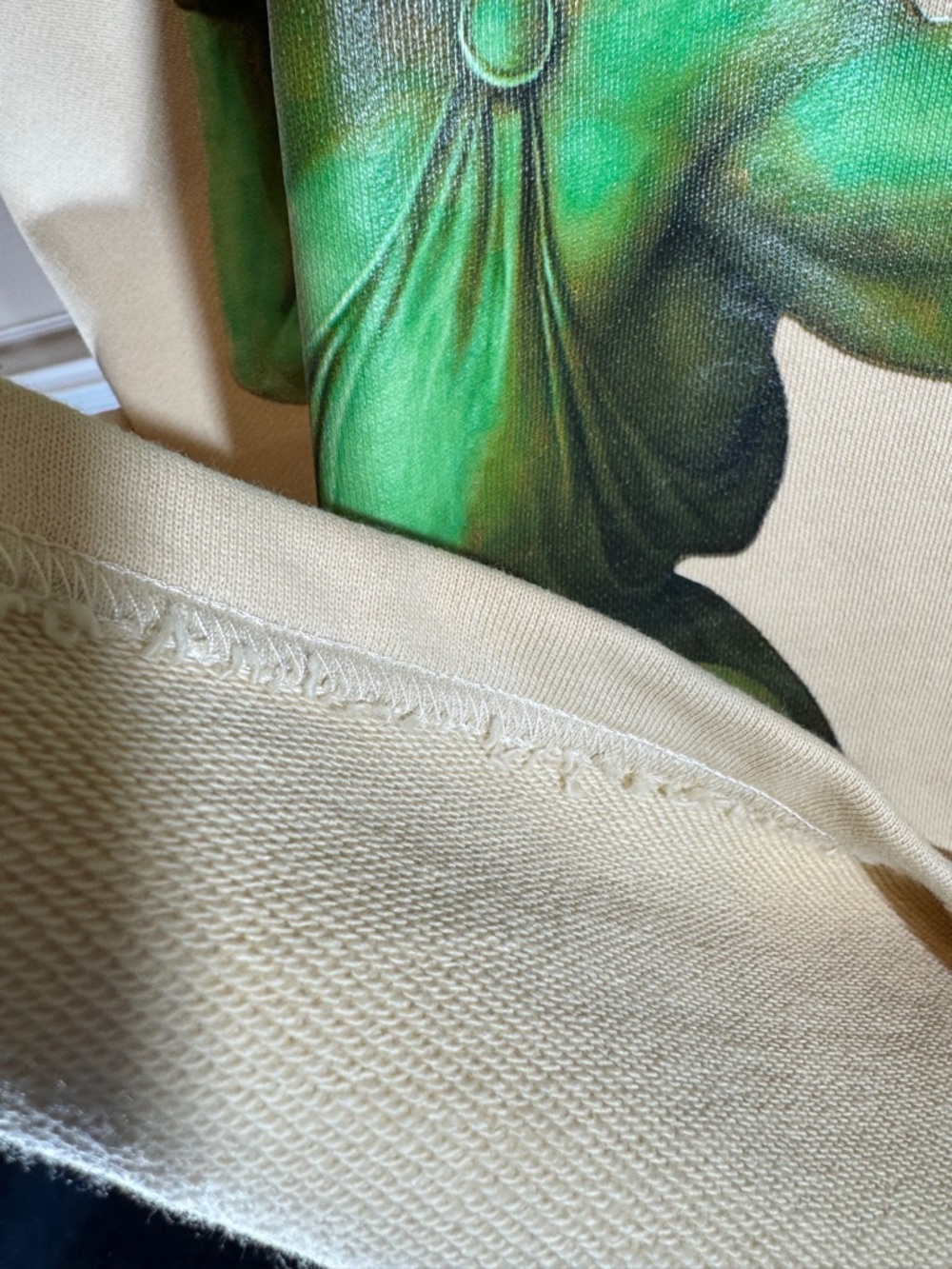Beige Short Sleeve Graphic Tee with Green Liberty Print - Picture 5 of 8